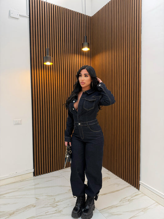 JUMPSUIT IN DENIM LAVAGGIO 0