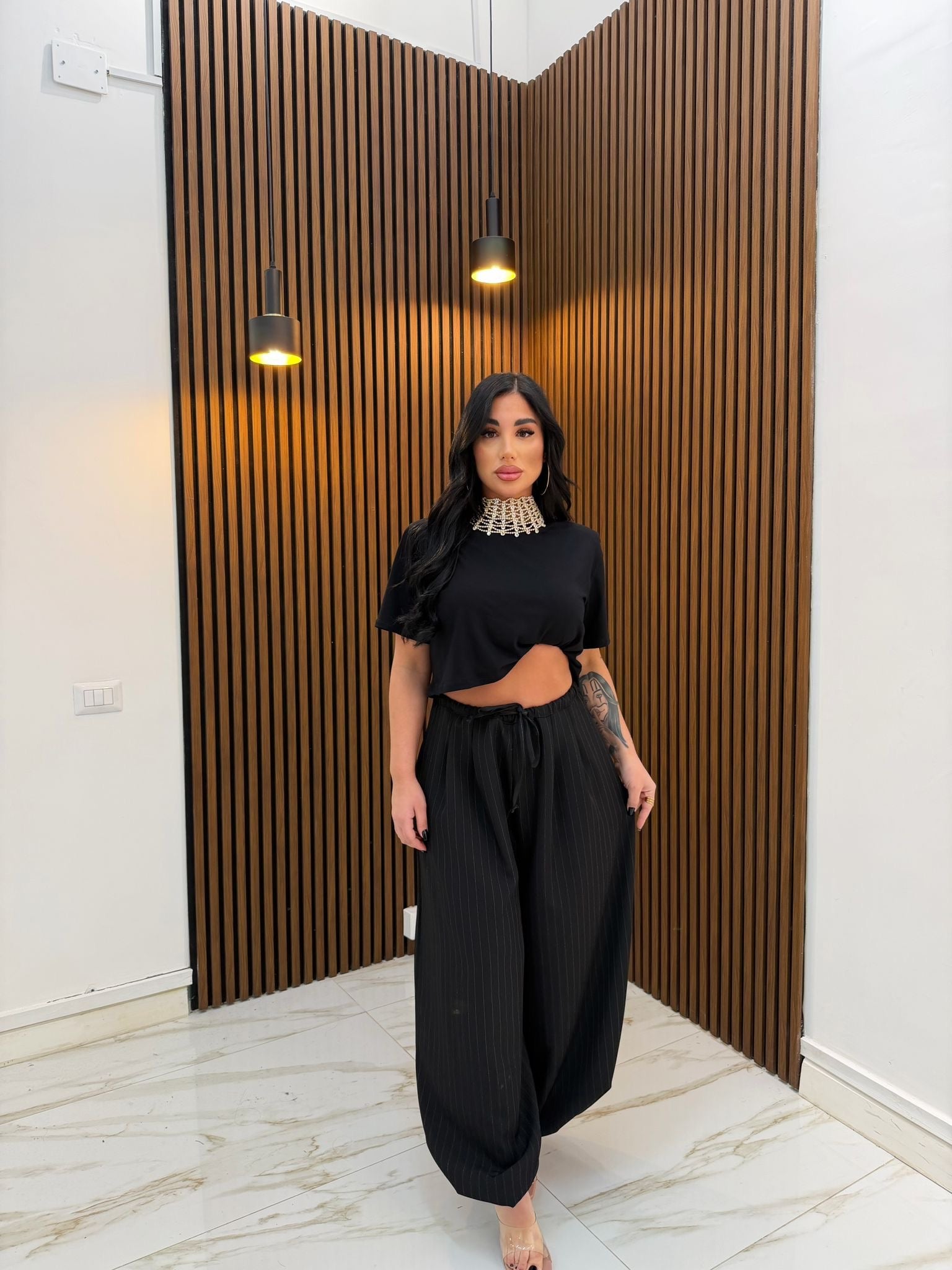 PANTALACCIO GESSATO NERO