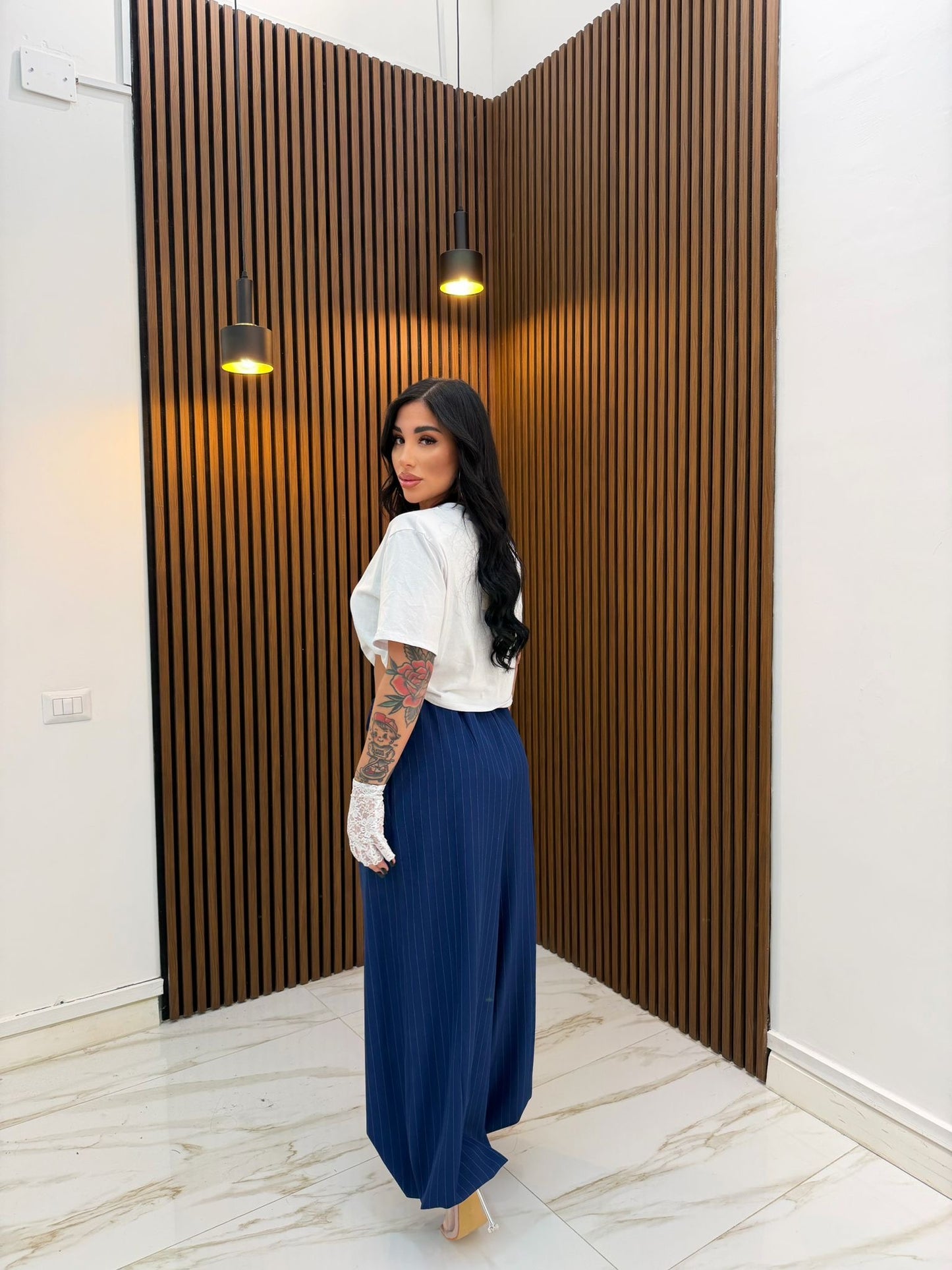 PANTALACCIO GESSATO BLU