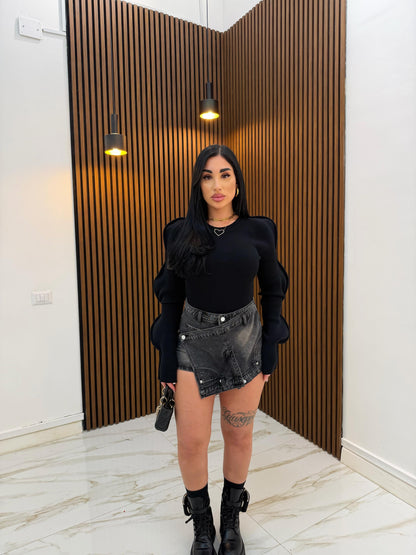 GONNA PANTALONCINO NERO