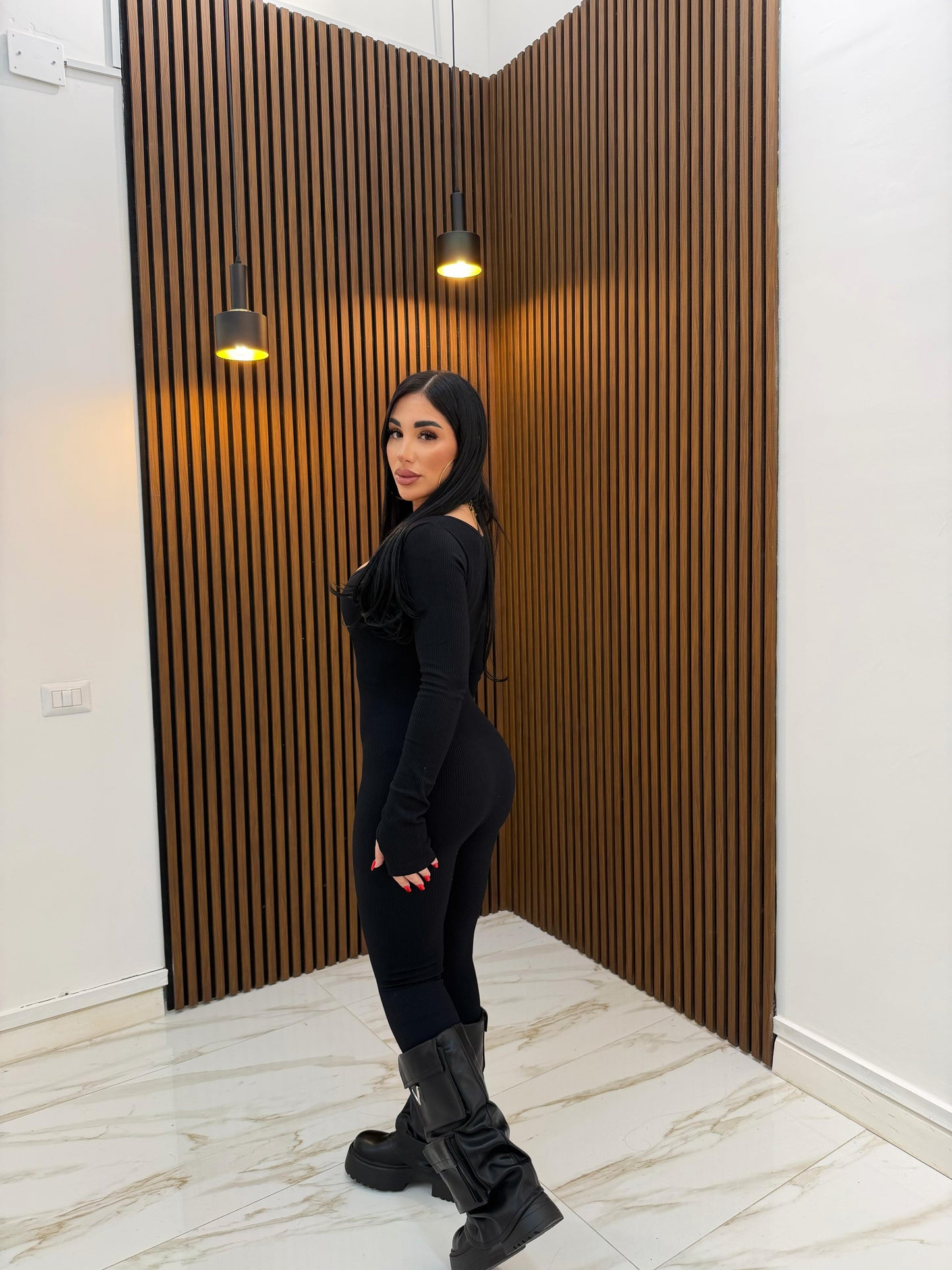 JUMPSUIT A COSTINE NERO