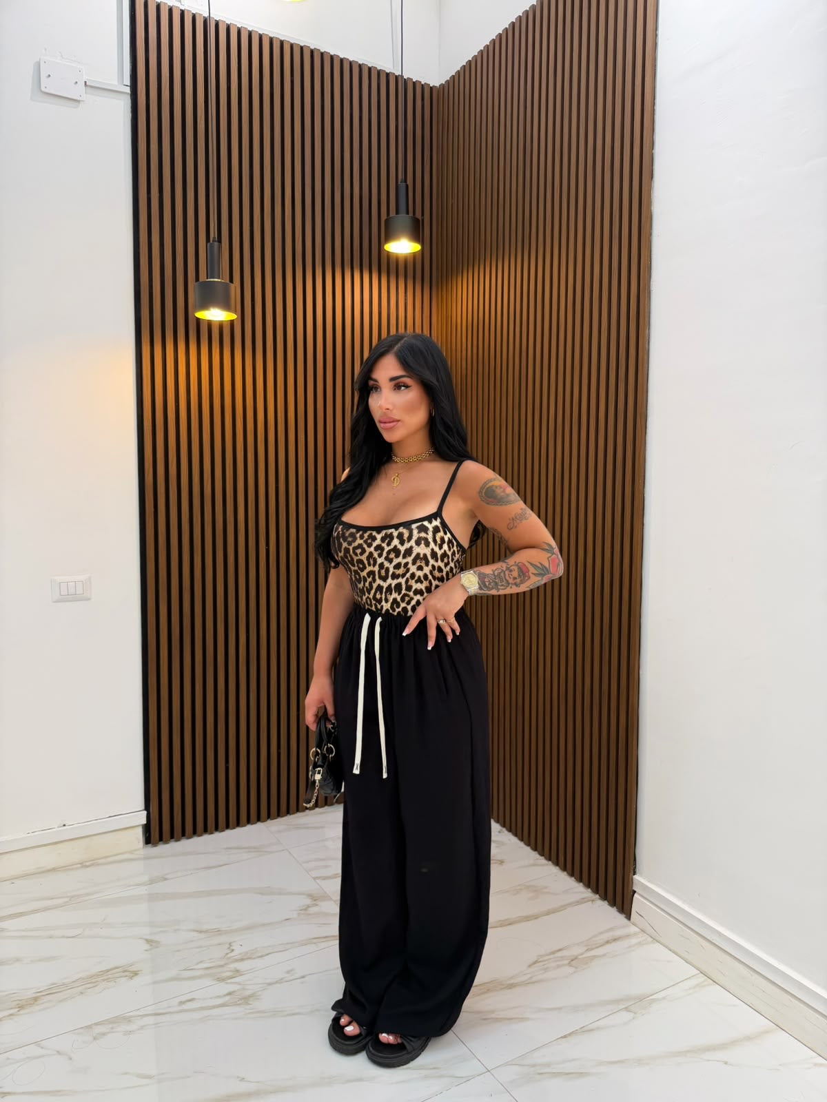 PANTALONE IN LINO NERO
