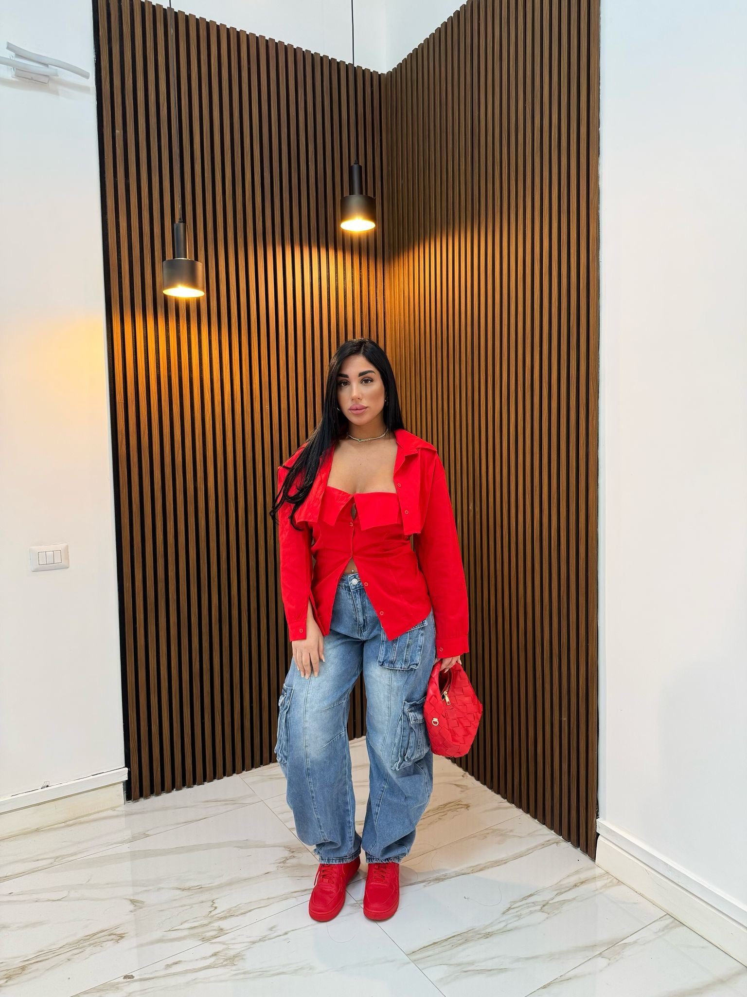 CAMICIA CON COPRISPALLE ROSSO