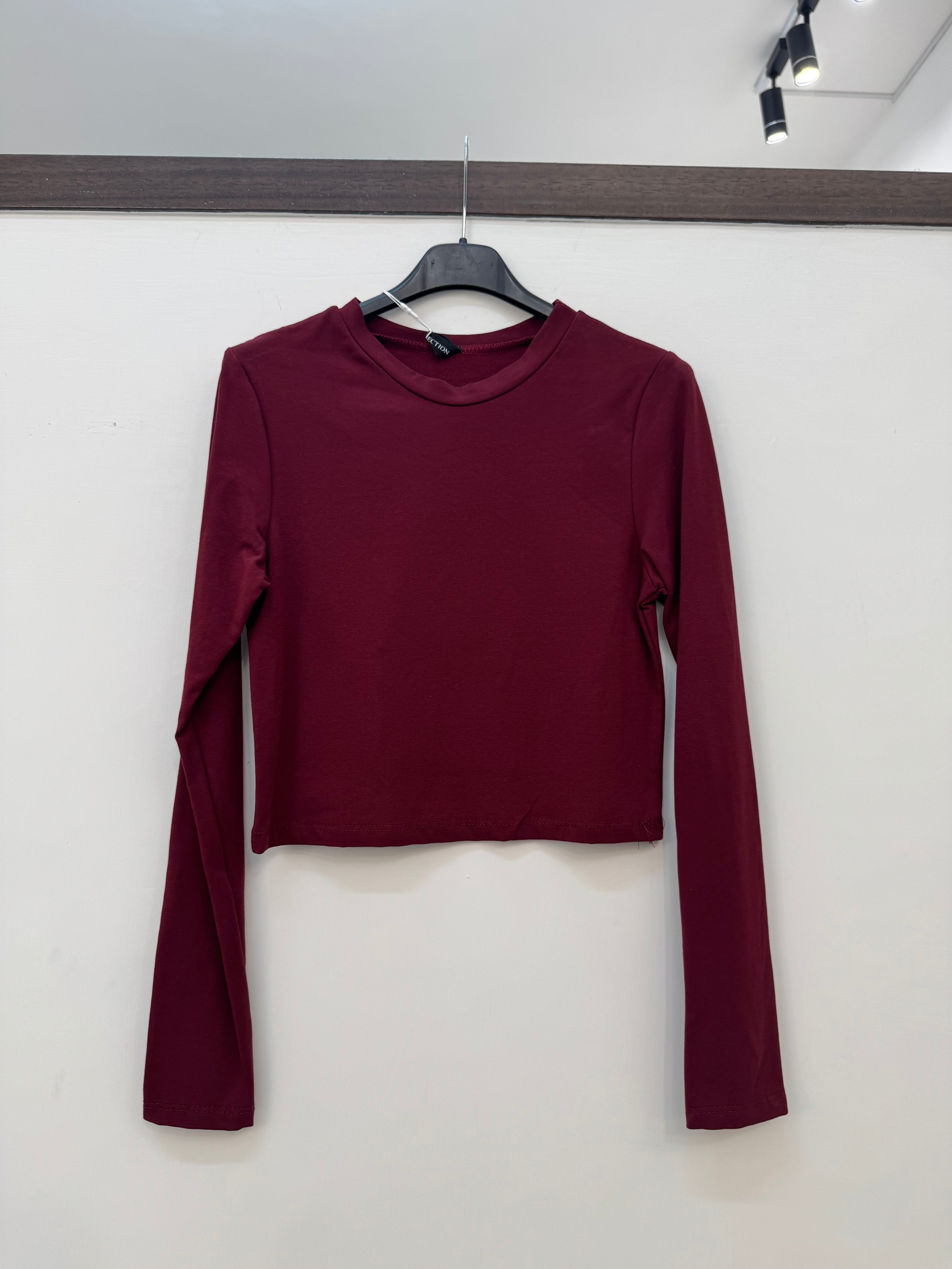 MAGLIA CROP BORDEAUX