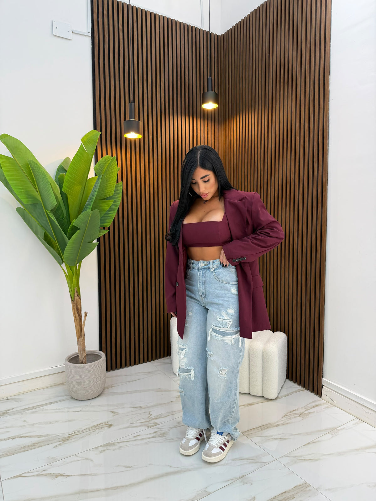 GIACCA CON TOP BORDEAUX